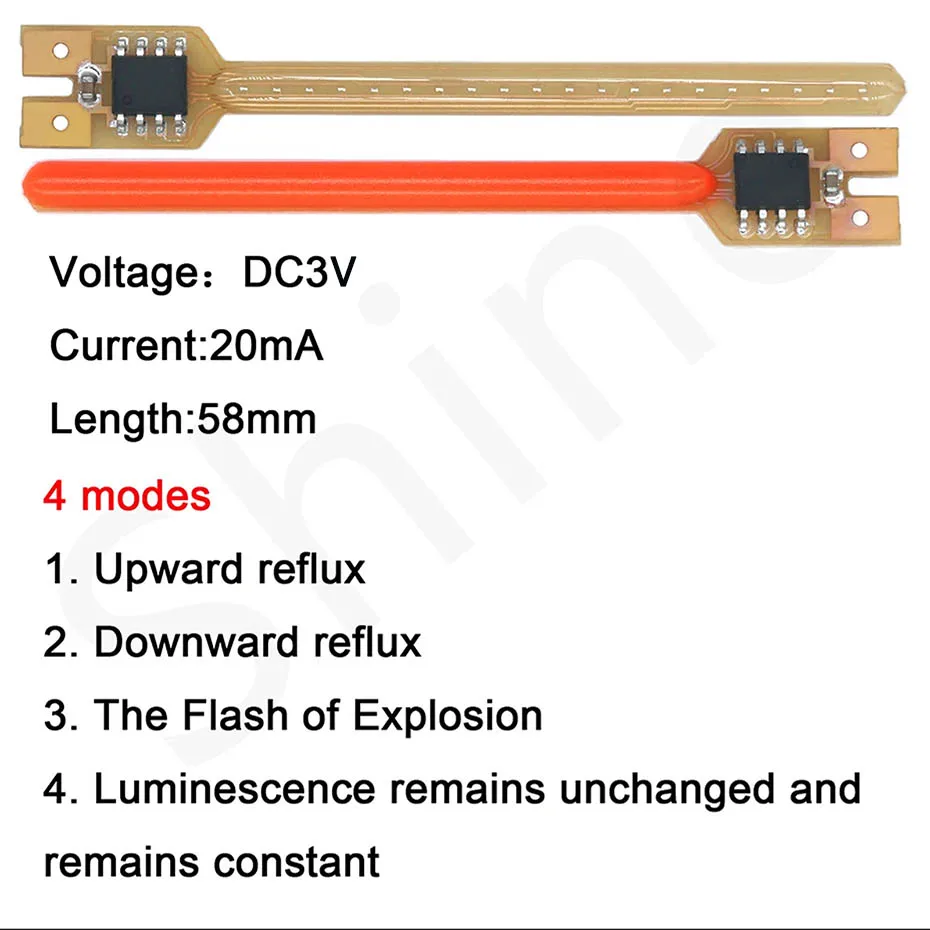 Description Picture 4 of item4 Modes DC3V LED COB Meteor Shower Flowing Water Lamp 58mm LED Filament Diode Lamp Parts Incandescent Light Accessories DIY