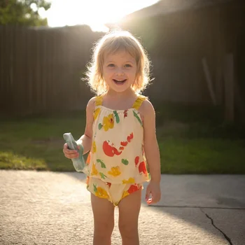 Sanlutoz Set di abbigliamento estivo in cotone per neonate Top a tracolla per neonate + Bloomer 1