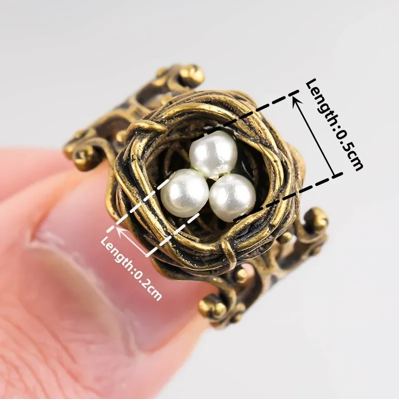 Finger Ring New Fashion Vintage Bird Nest Imitation Pearl Open Rings For Women Girls Anniversary Birthday Gifts Party Jewelry