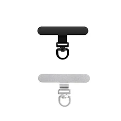 Universal Ultra - Thin Stainless Steel Phone Lanyard Clip with 360° Rotation Anti - Lost Patch (Black and Silvery)
