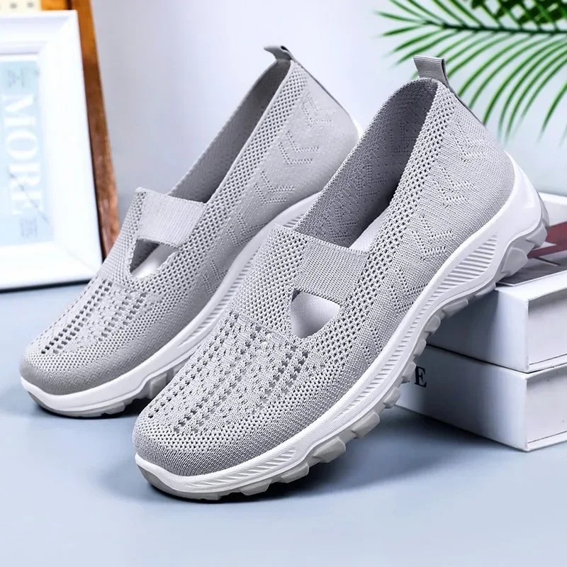 Fashion Hollow Out Women's Shoes Hot Sale Lace-up Cuff Women's Vulcanize Shoes Outdoor Slip-Resistant Casual Mesh Sneakers