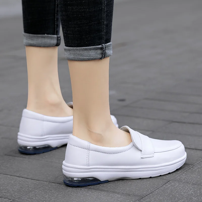 New Comfortable Soft White Flat Shoes Air Casual Sneakers Shoes for Women Non-slip Breathable Women Loafers Zapatos Mujer