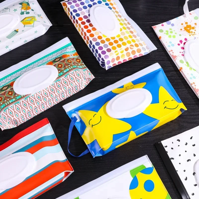 Baby Wet Wipe Pouch EVA Flip Cover Tissue Box Cute Snap-Strap Refillable Wet Wipe Bag Portable Outdoor Useful Stroller Accessory For Wet Wipe Case Baby Wipe Case Wet Wipes Case Tissue Box Wet Wipes Box