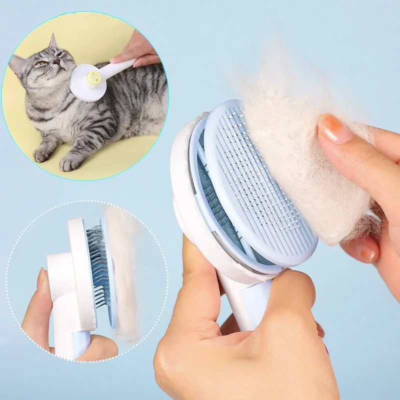 

Cat Brush Cat Hair Remover Massage Pet Grooming Brush Self Cleaning Cats Comb Massage Cats Brush One Button Pet Hair Remover
