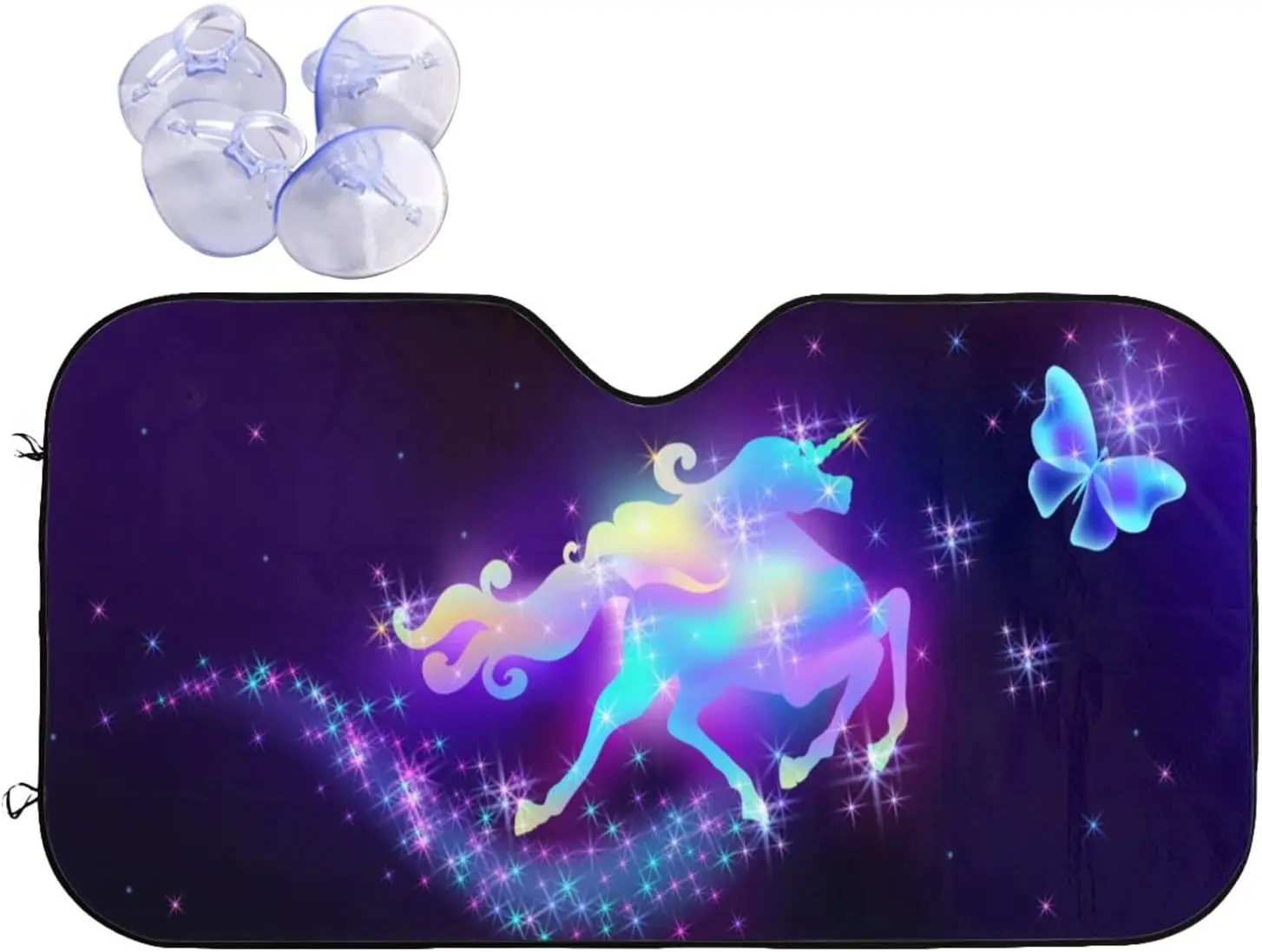 

Car Windshield Sun Shade Flying Butterfly Unicorn Sunshade Car Front Window Covers Foldable Sun Visor Protector Blocks UV Rays