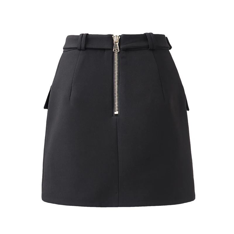 Y2K Summer Green/Black/White Candy Color Women Mini Straight Slit Skinny Skirt with Belt High Quality 4
