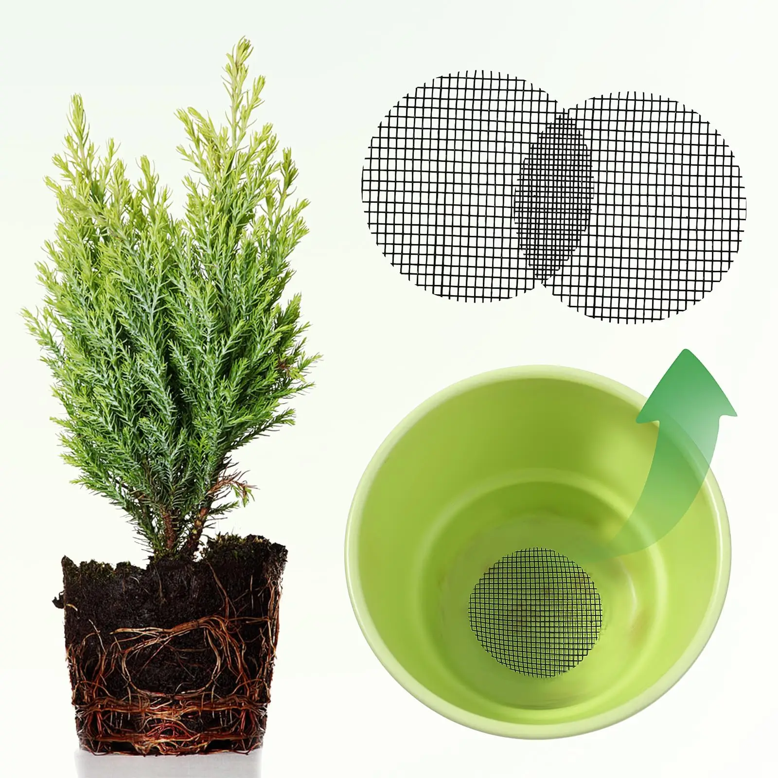 Prevent Soil Loss Breathable Gasket Leakproof Drainage Flower Pot Hole Mesh Pad Bottom Mat Breathable Drainage Gasket Net 50PCS gardening potting pad