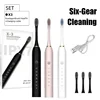 Sonic Electric Toothbrush Set for Adults Six Speed Mode Waterproof Soft Brush Head USB Rechargeable High Frequency Cleaning 1