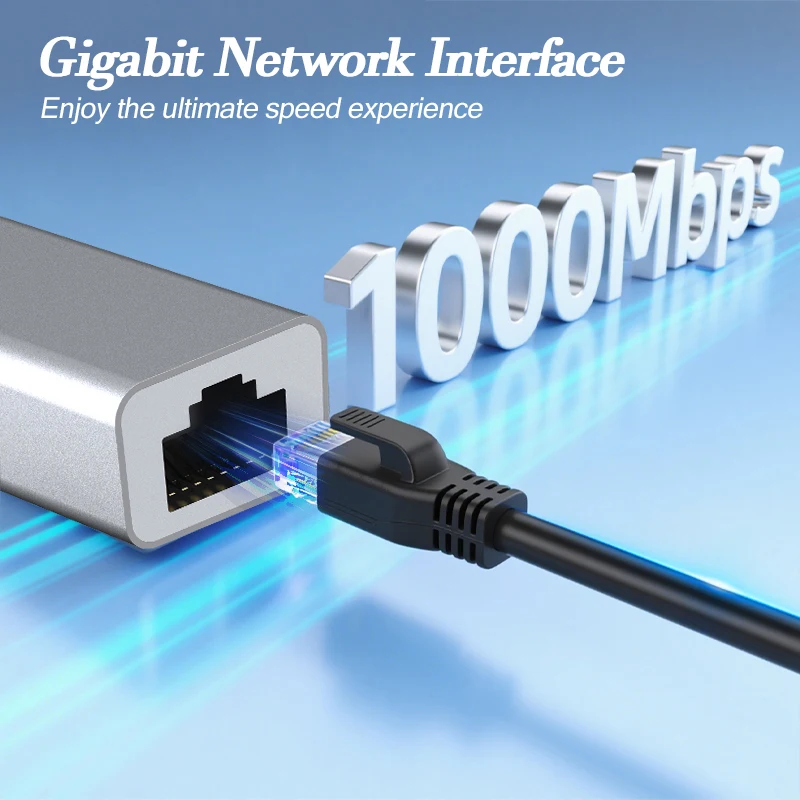 1000Mbps의 USB-A 기가비트 이더넷 어댑터, 알루미늄 케이스, 컴팩트하고 휴대 가능하며 노트북 데스크탑용 내마모성 빠른 냉각 기능
