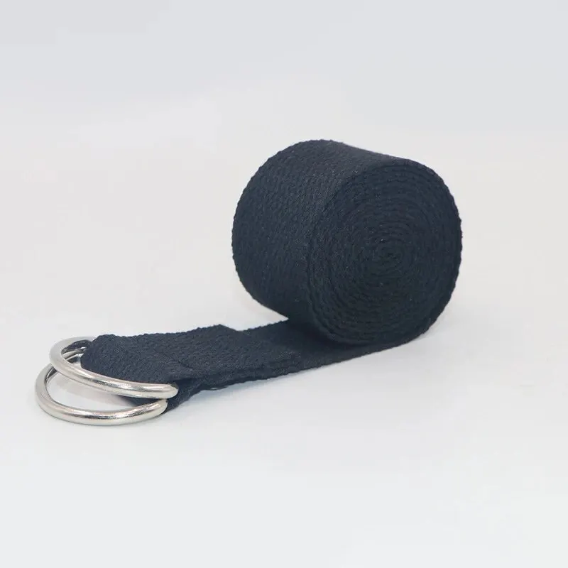 Adjustable Cotton Yoga Strap with D-Ring Buckle for Fitness and Stretching