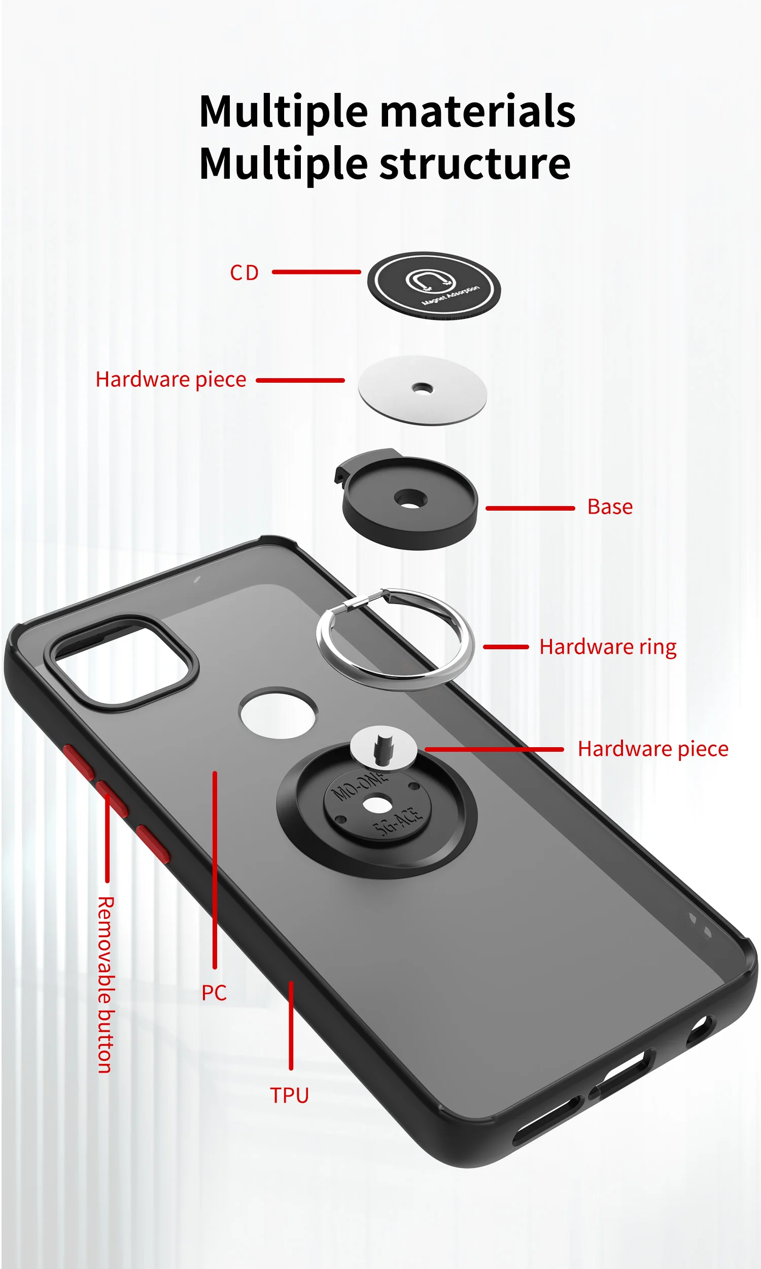 Shockproof Magnetic Ring Back Phone Cover - Enhanced Protection and Grip