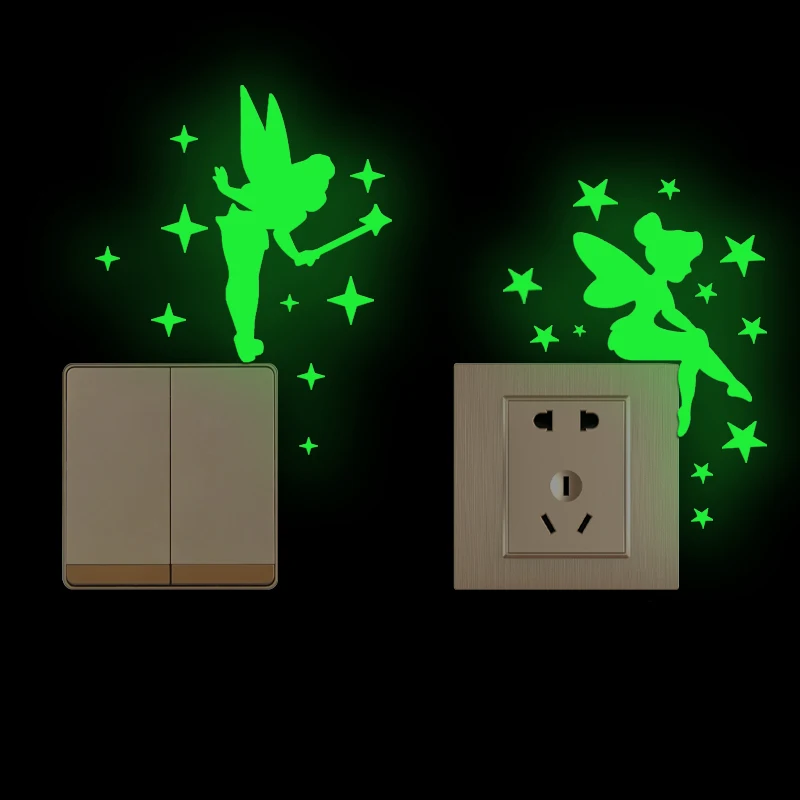 

Cartoon Elves Switch Wall Swicth Stickers Room Decor On-off Switch Sticker Luminous Switch Outlet Wall Sticker Glow in the Dark