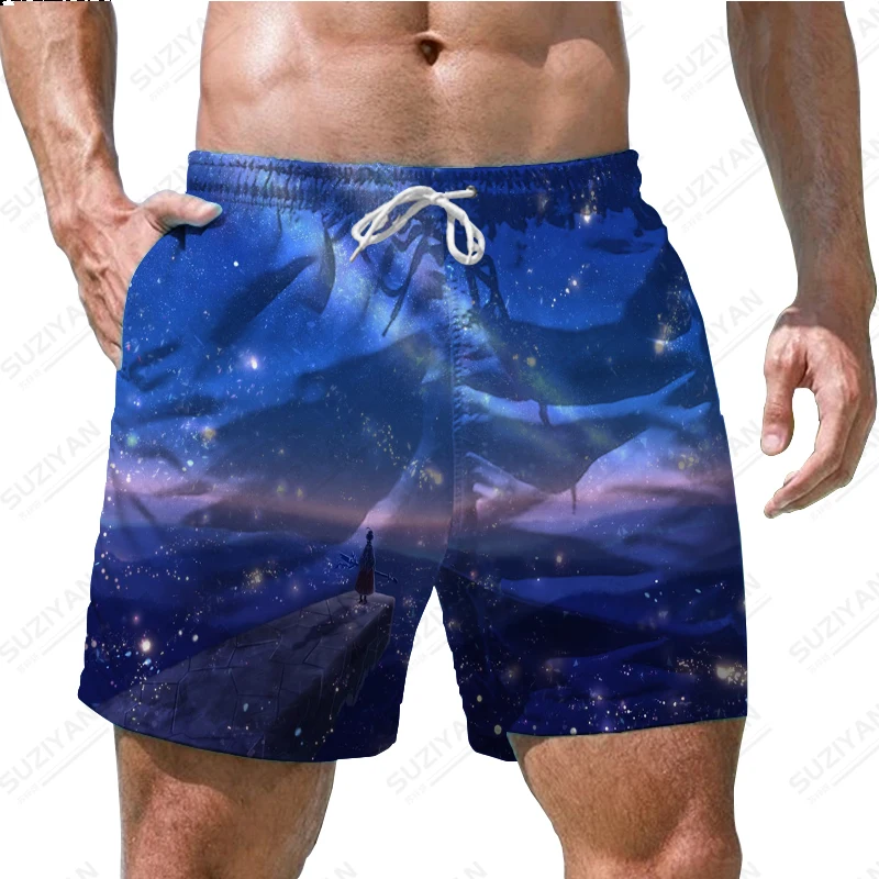 Summer New Men's Shorts Beach Pants Sky Landscape 3D Print Hawaiian Leisure Beach Style Men's Drawstring Home Basketball Shorts spring summer 2022 men s beach shorts casual drawstring 3d skull print street style s 6xl hip hop fun five shorts youth pants