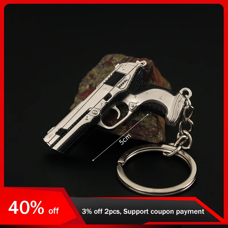 5cm Valorant Game Peripherals Gun Keychain Radiant Crisis 001 Classic Keyrings Toy Sword Cosplay Metal Weapon Model Kids Toy 8cm valorant game peripherals weapon model keychain 2023 championship vandal keyrings toy sword cosplay kids toy gifts for boys