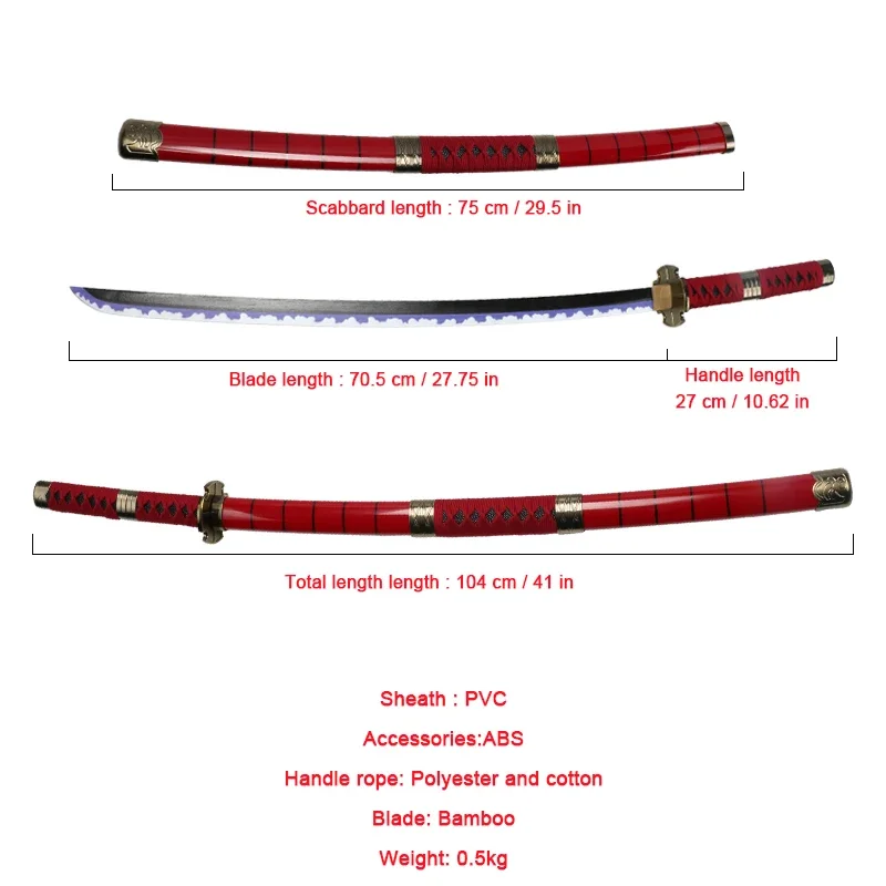 Roronoa Zoro Katana 3pc Toy Cosplay sword Anime Role-playing Weapons Sandai kitetsu  Wado Ichimonji  Enma Purple Halloween Gift 4