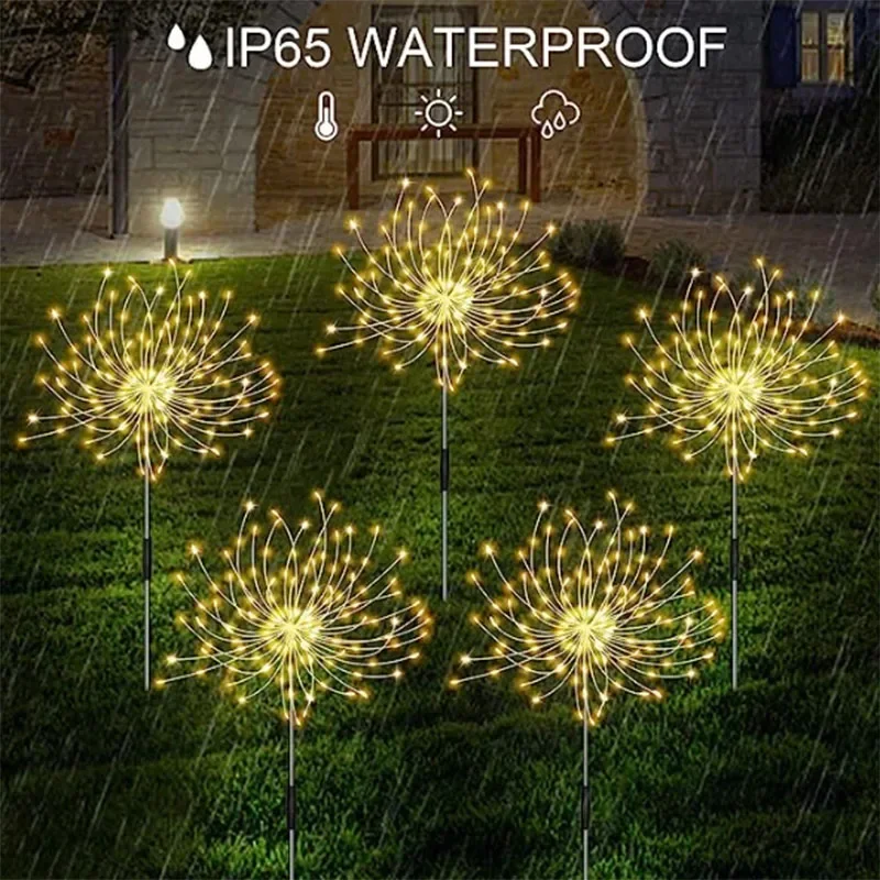 

LED Solar Power Firework Lights Garden Decoration Fairy Lights Waterproof Outdoor Dandelion Lawn Lamp for Patio Garden Decor