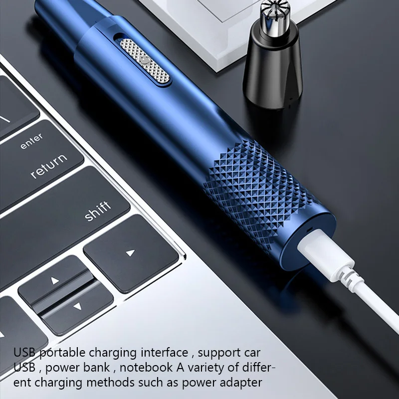 Nose Hair Trimmer USB Rechargeable Ear Face Eyebrow Hair Clean Trimmer Electric Shaver Trim Men Women Nose Hair Remover Kit Tool 6