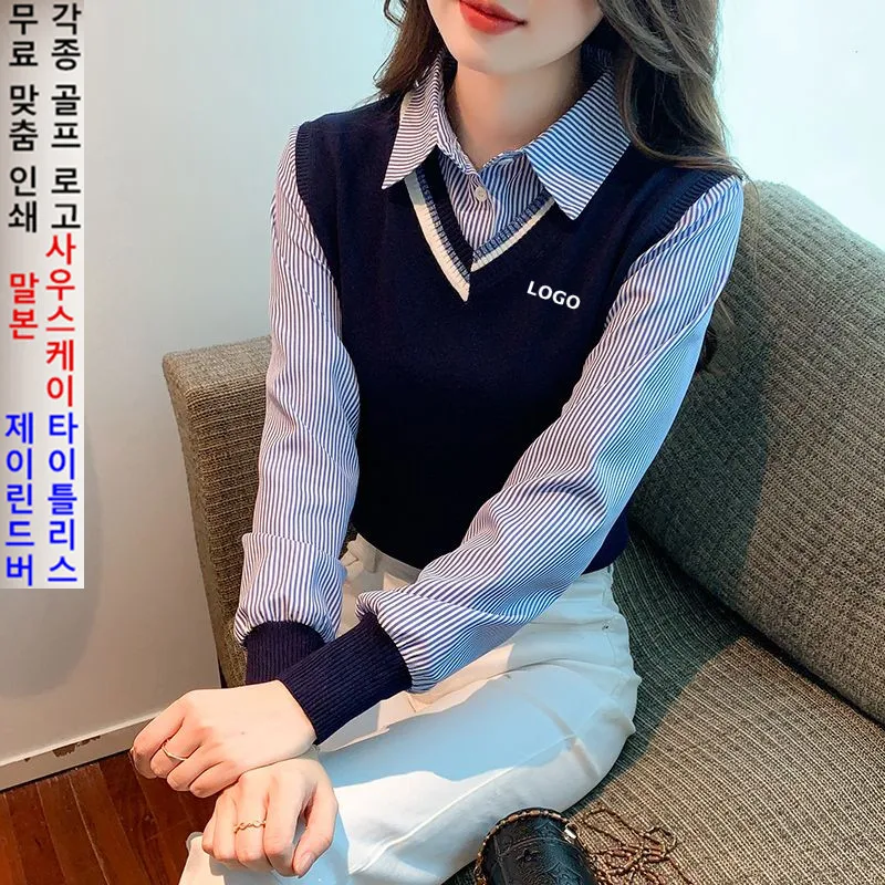 

여성 골프 의류 Luxury Brand Golf Knit Women Golf Wear 2023 Winter New Golf T-shirt Women's Golf Clothing Splicing Fashion Sweater 골프용품