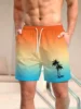 Men's 3d Coconut Tree Printed Swimsuit Swimming Shorts Summer Soft And Breathable Polyester Beach Shorts Surfing Shorts 4