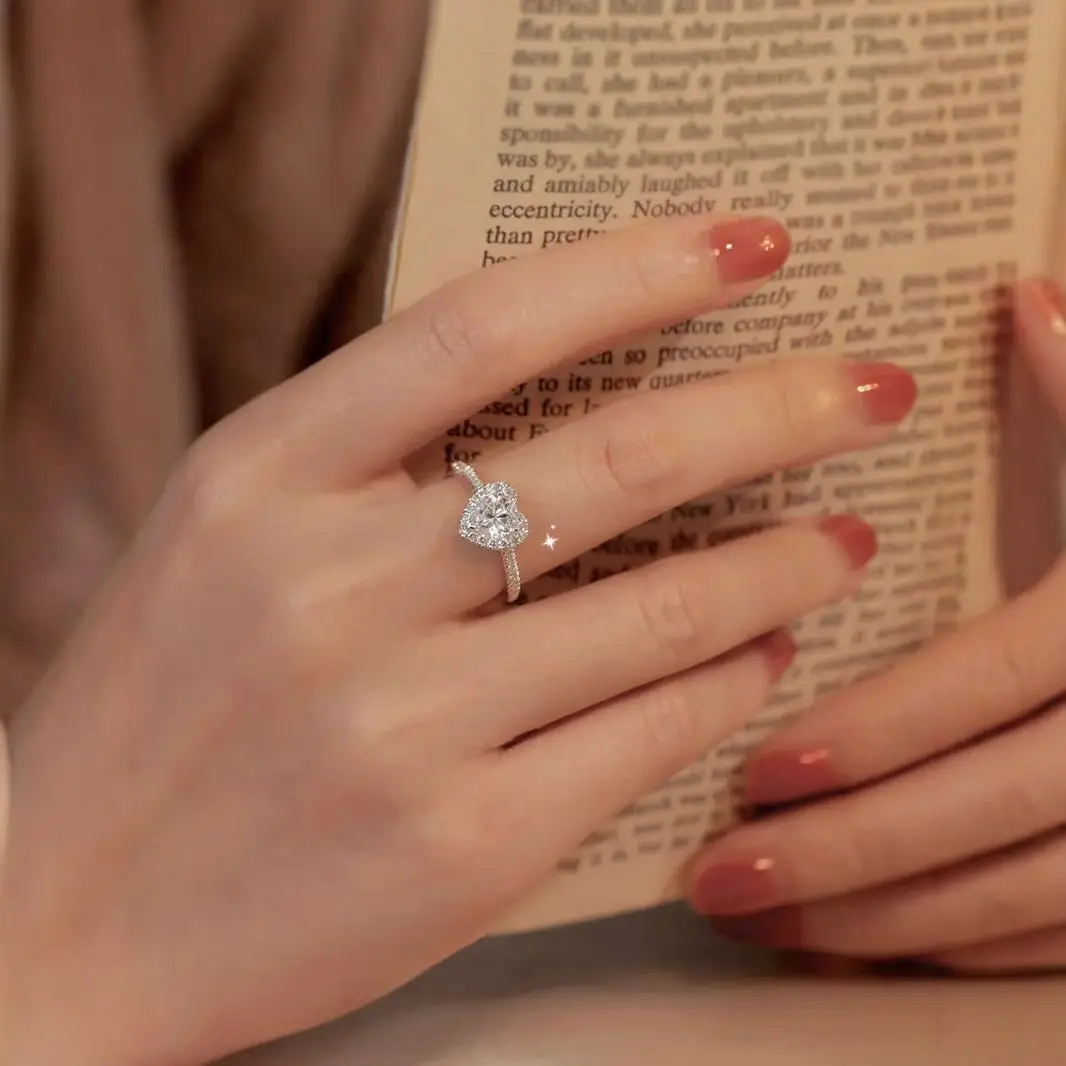 Luxury Silver Color Heart Ring for Women Exquisite Fashion Metal Inlaid White Zircon Stones Wedding Ring Engagement Jewelry silver ring wedding rings womens ring jewelry rings ring jewelry