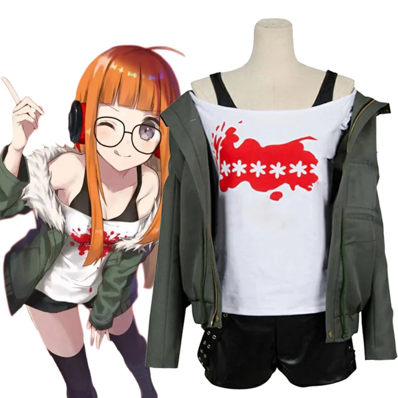 

Game Persona 5 Futaba Sakura Cosplay Costume Women Girls Halloween Full Set P5 Uniform Suit Casual Coat Jacket Shirt