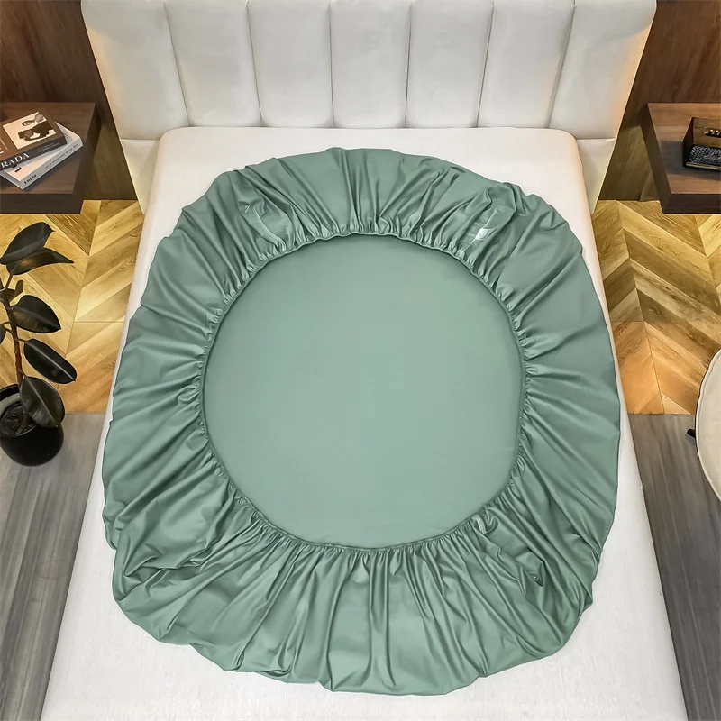 High End Egyptian Cotton Fitted Sheet Solid Color Bed Linen Sheets Elastic Band Mattress Cover 400TC Soft Breathable 140/160/180 3