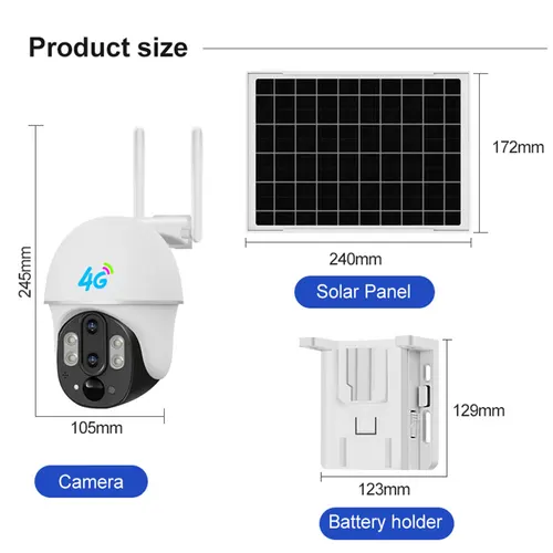 4g Sim IP 카메라 야외 CCTV 보안 보호 그물 카메라 듀얼 렌즈 야간 투시경, 태양 전지 패널과 10X 디지털 줌 PTZ 캠 5