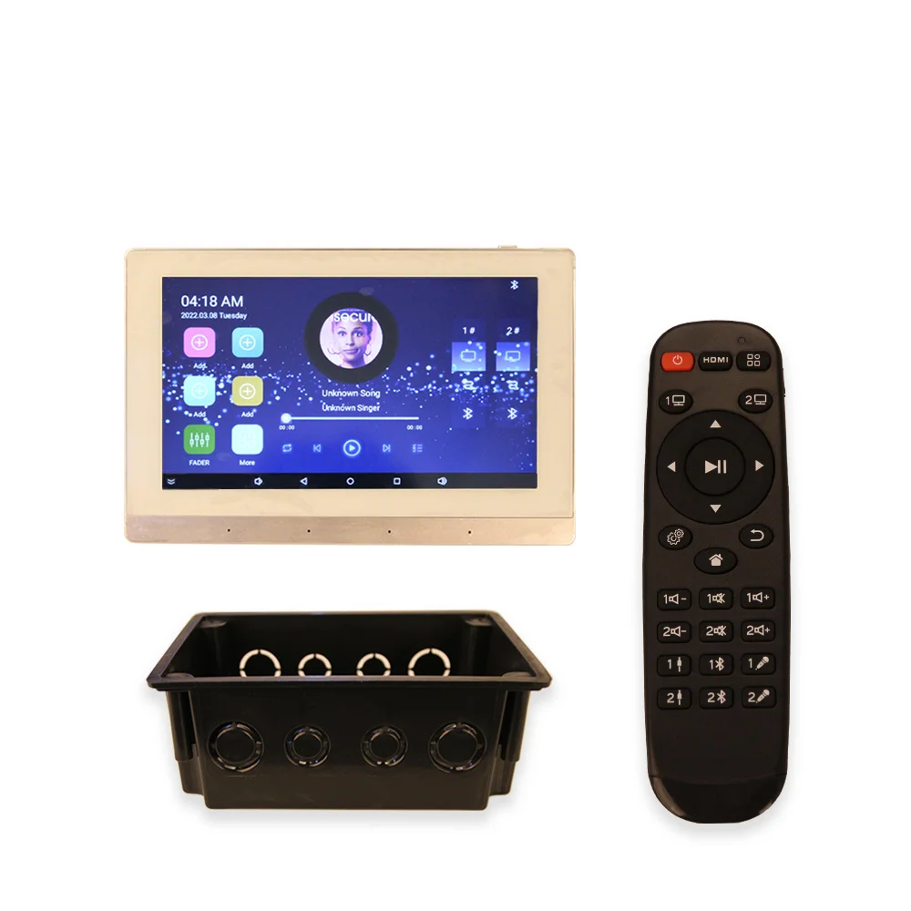 

2 Zone Touch Screen Multi Room Stereo Wifi Music Blue tooth In Wall Amplifier 7" With Remote Controller Smart Home Audio System