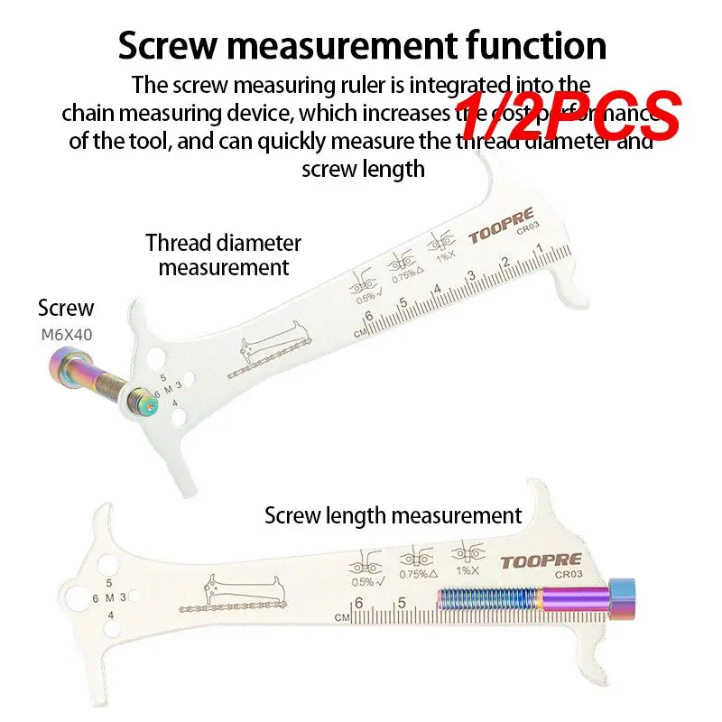 

1/2PCS Bike Chain Wear Indicator Ruler Accurate Measurement Chains Gauge Reliable Must-have For Cyclists
