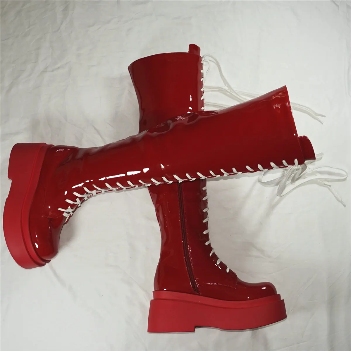 

2023 Wedges Pumps Shoes Women Patent Leather Super High Heels Over The Knee Boots Female Round Toe Fashion Sneakers Casual Shoes