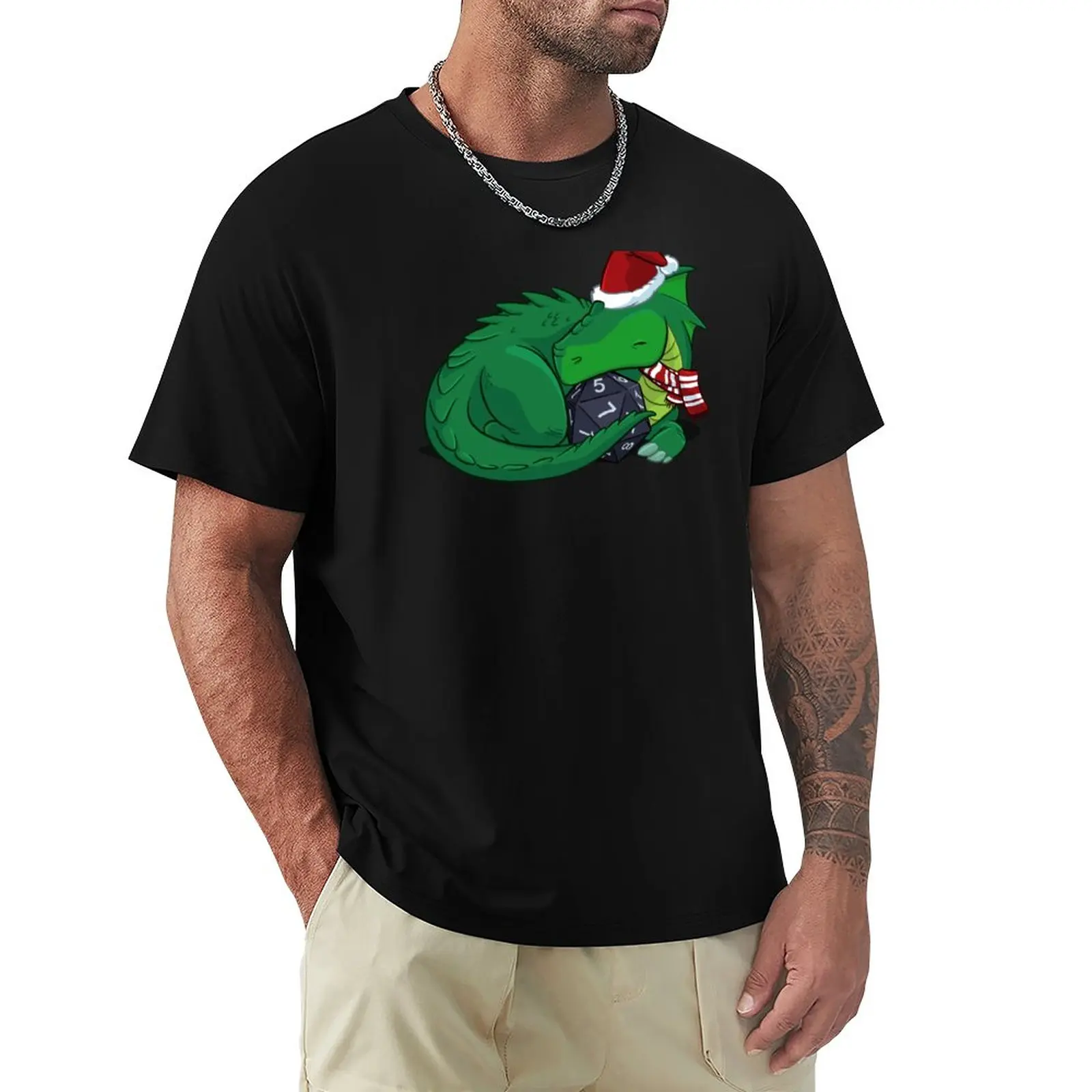 

Праздничная футболка D20 с зеленым драконом, таможенные заготовки, мужская одежда