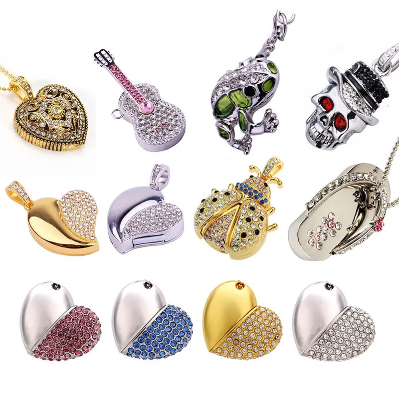 Crânio de Cristal Presentes Criativos Pen Drive Metal Usb Flash Drives Real Capacidade Memory Stick Sapo Chaveiro 64gb 32gb 16gb 8gb u Disk