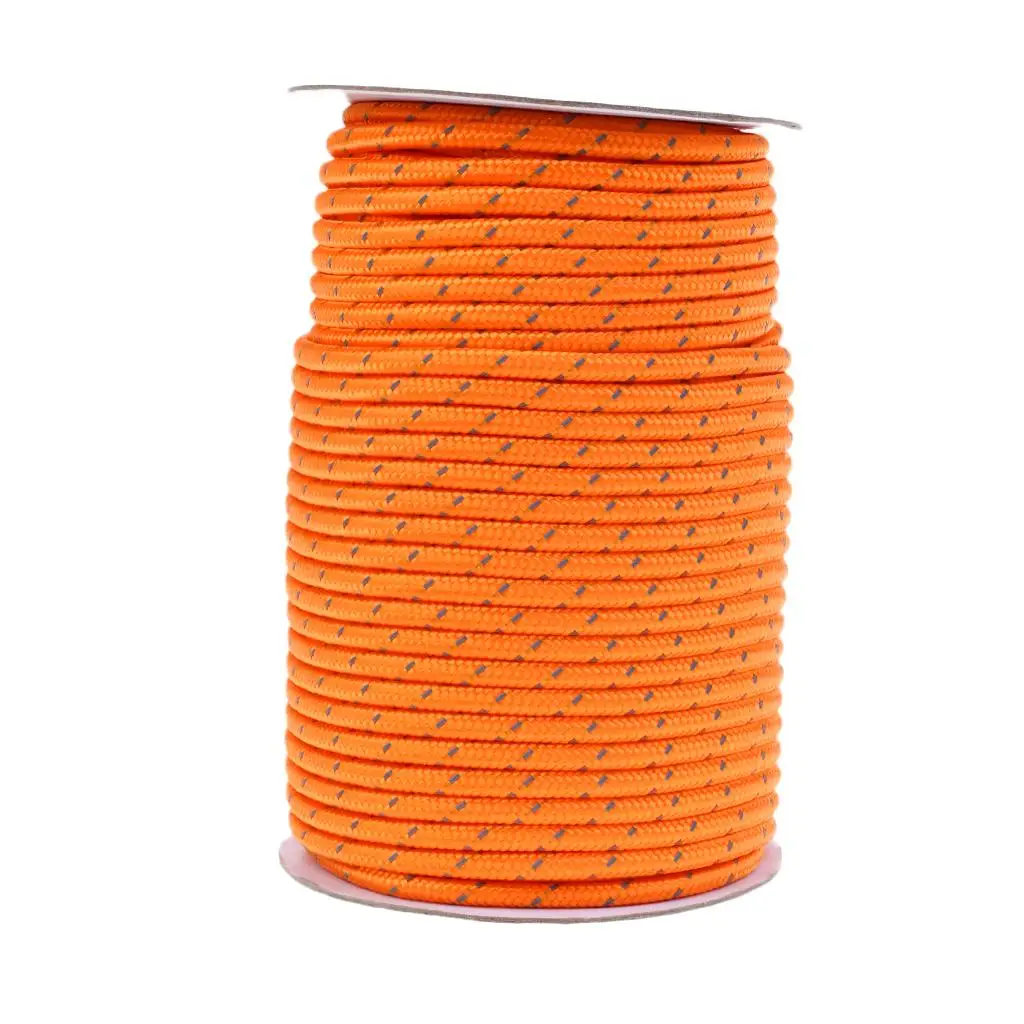 

5mm 50m Fluorescent Reflective Guyline Camping Tent Rope Guy Line Cord
