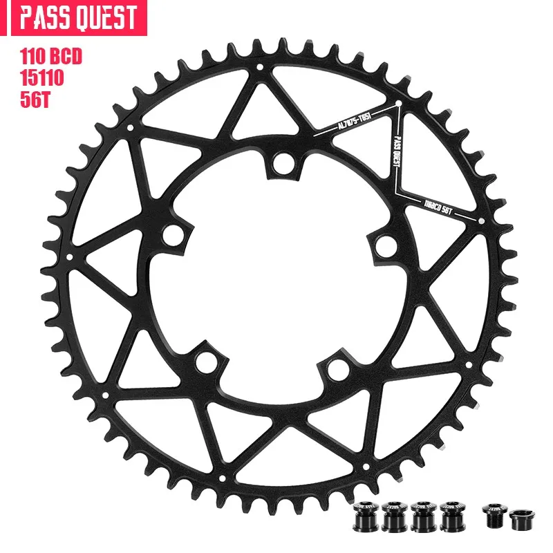 PASS QUEST 110BCD 自転車 5 ボルト チェーンリング ブラック/シルバー