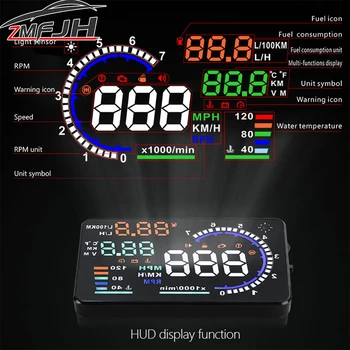 OBD 자동차 헤드업 디스플레이 앞유리 속도 프로젝터, HUD 속도 수온 RPM 전압 디지털 속도계 게이지, A8, 5.5 인치