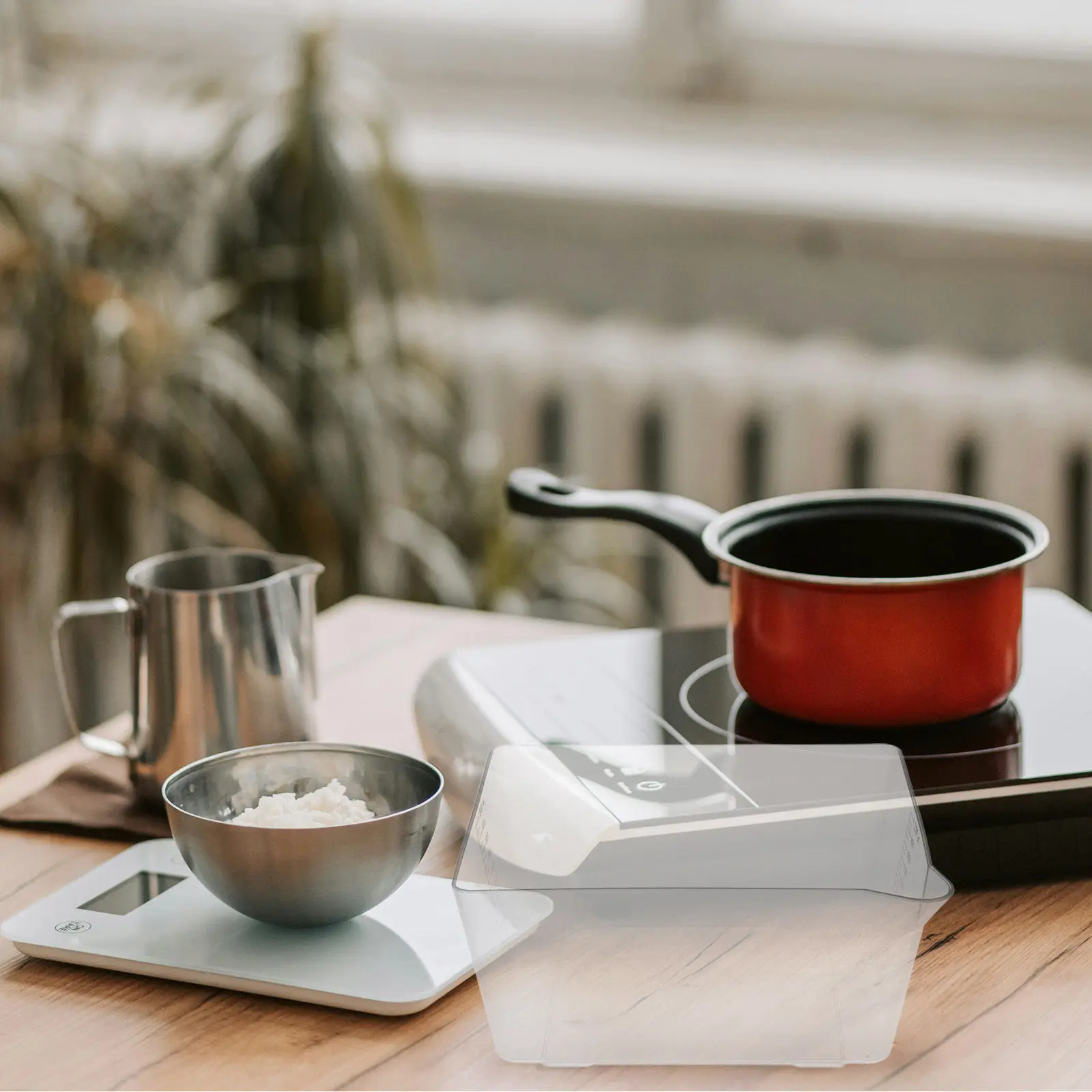 전자 저울 트레이 재사용 가능한 플라스틱 계량 접시 주방 저울용 투명 눈금 표시가 있는 휴대용 측정 그릇