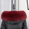 Real Fox Fur Collar Winter Women Natural Fur Hood Trims Decor Furry Fur Scarf for Coat Jeckets Black Scarves Luxury Shawls 4