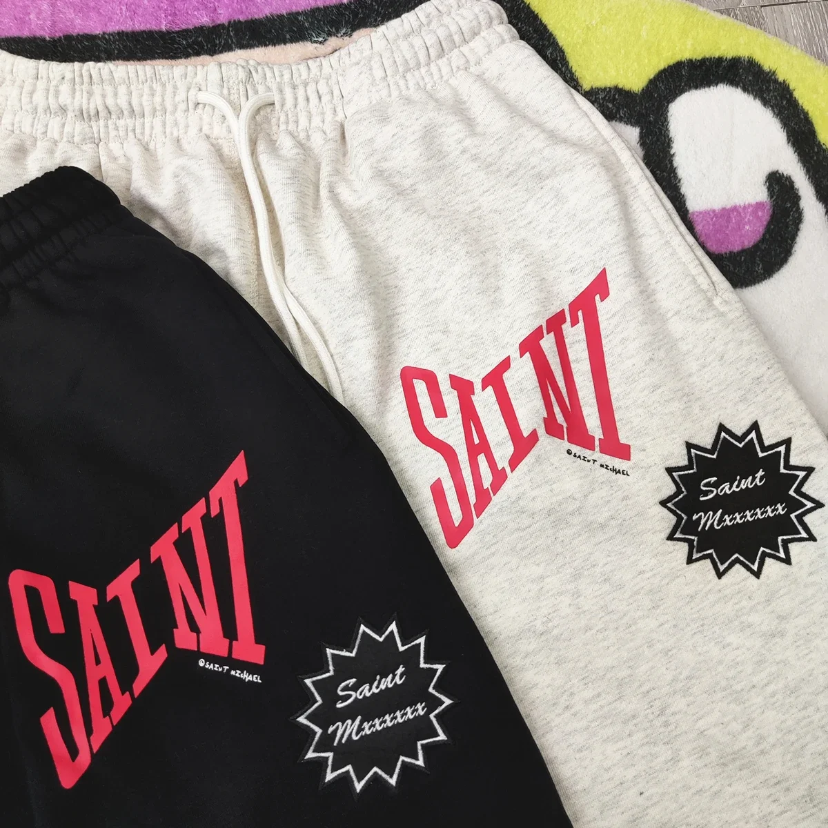 Cooocoll Fashion Classic Style SAINT Vintage Logo Print Loose Pants Streetwear Summer Sport Washed Old Casual Shorts For Men