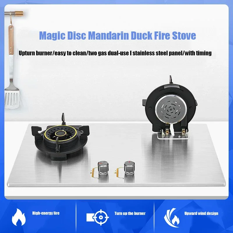 Gas Stove Double Stove Can Flip High Firepower Household Built-in Stove Tempered Glass Electronic Pulse Ignition 2