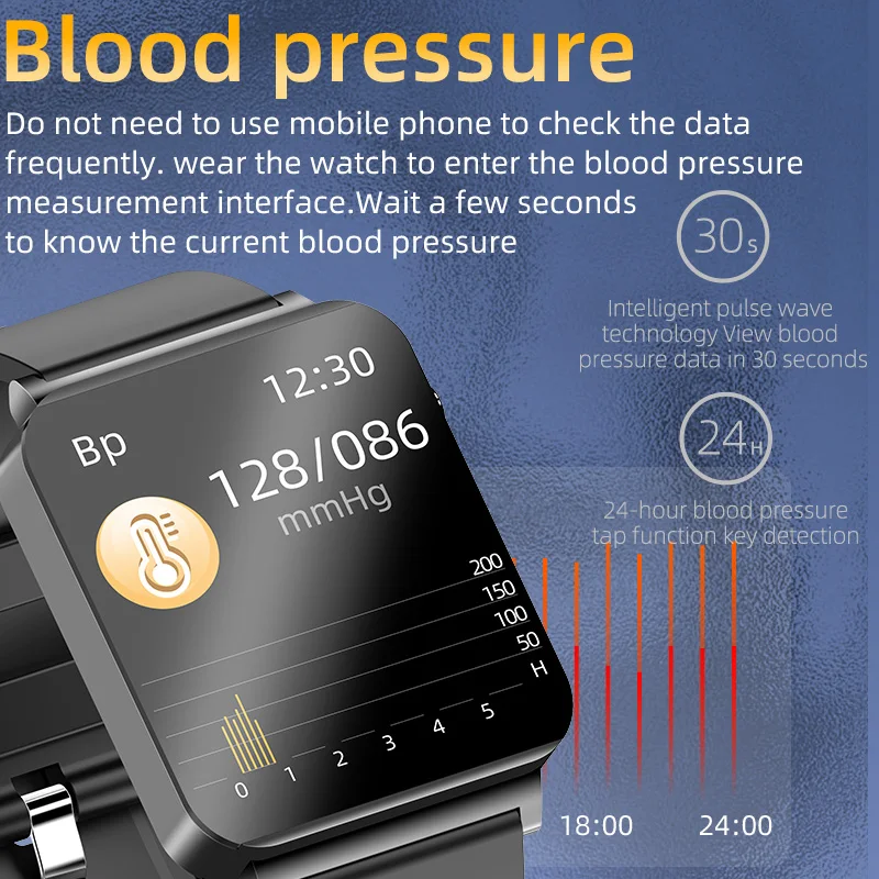 ABPWO Reloj Medidor Glucosa En Sangre, Reloj Inteligente ECG