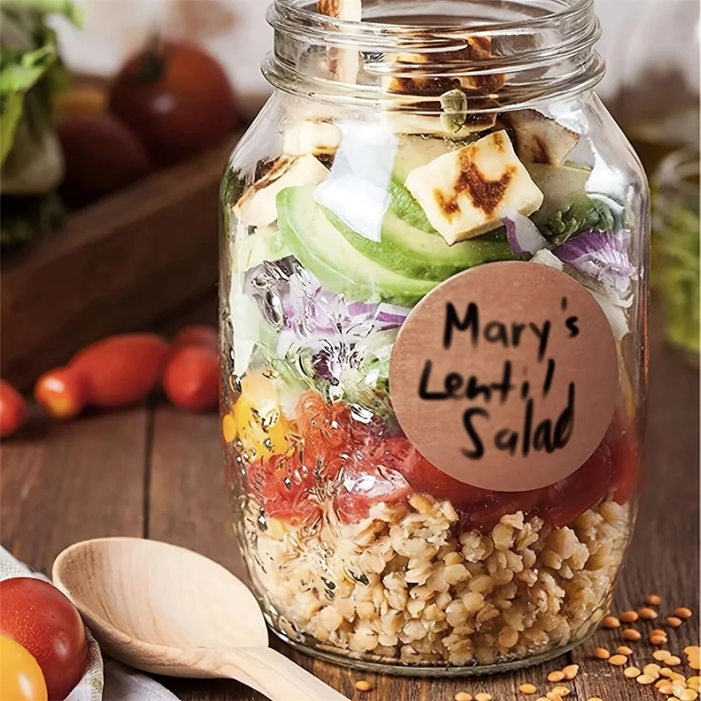 500 Pcs Kraft Heart Round Self-Adhesive Labels - Personalized DIY Stickers Baking, Item Classification Gift Tagging