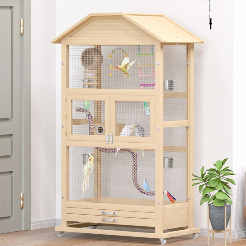 Wooden Large Budgie Bird Cages Canary Breeding Birdhouse Outdoor Bird