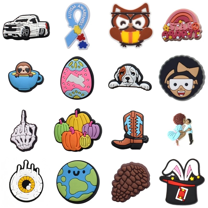 

Single Sales PVC Shoes Charms Accessories for Croc Sandals Wristband Garden Clog Buckle Decorations Boys Girls Party Gifts