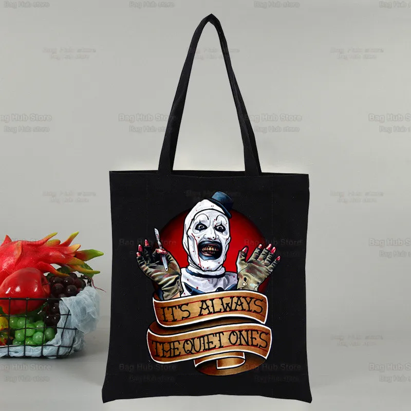 Terrifier Art Cult Movie Women Shopping Canvas Bag The Clown Horror Female Girl Tote Eco Harajuku Shopper Shoulder Bag Drop Ship Aliexpress