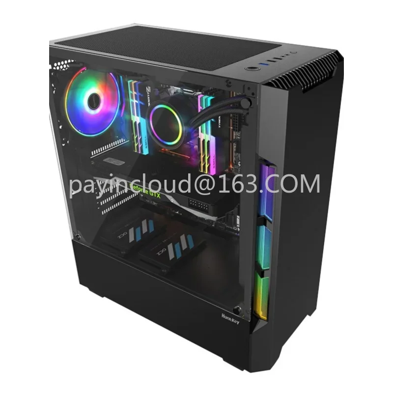 

Gx580h закаленное стекло боковой прозрачный полностью прозрачный ATX Средняя башня компьютер с водяным охлаждением цвет черный