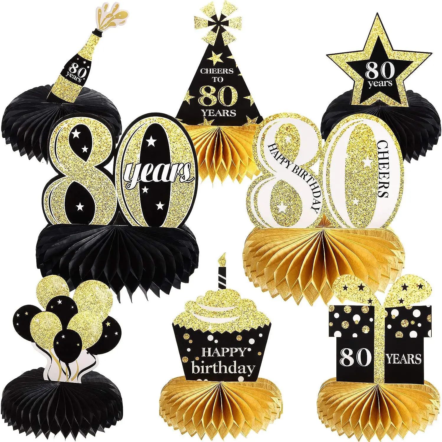 1Set Schwarz 18. 30. 40. 50. 60. 70. 80. Jahre alt Desktop Wabenornamente Foto Requisiten für alles Gute zum Geburtstag Party Dekor – Detail 13