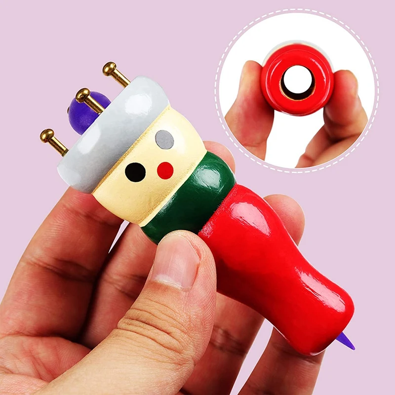 French Knitter Tool 2 Pack Wooden Knitting Dolly Set Spool Knitting Doll Loom Toy for Making Bracelets etc knitting loom