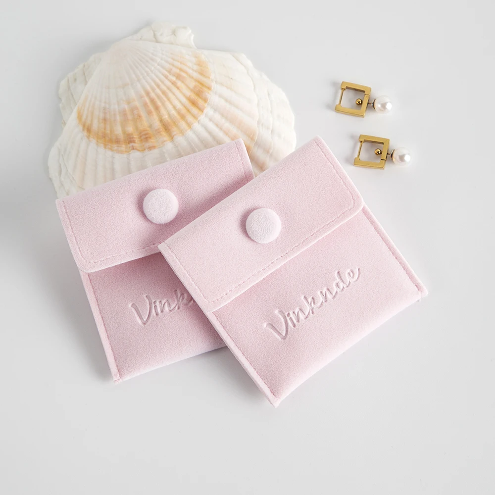 50Pcs/Lot  Jewelry Snap Velvet Bag Ring Earrings Pendant Storage Flap Pouch Bracelet Necklace Packaging Portable Gift Organizer
