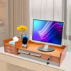 Wood Monitor Stand Riser 2 Tiers Exquisite Monitor Stand w/ Drawer Laptop Computer Monitor Riser for PC Screen Ergonomic Height 4