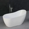 Contemporary White 54" Acrylic Freestanding Bathtub Soaking Tub with Brushed Nickel Overflow Non-Slip Design High Quality 4